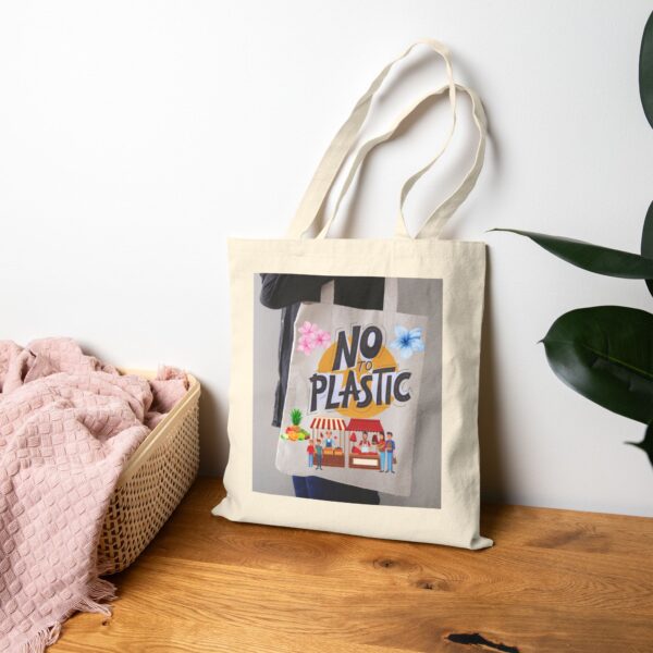 Eco-Friendly Cotton Tote Bag - "No to Plastic" - Image 9