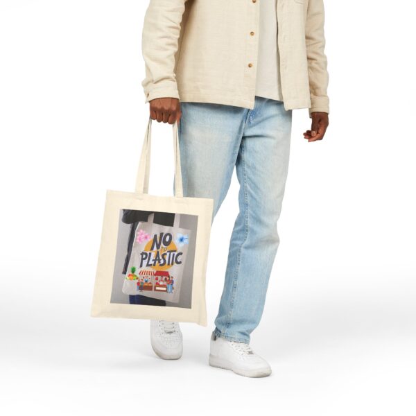 Eco-Friendly Cotton Tote Bag - "No to Plastic" - Image 5