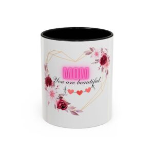 Mom Heart Accent Coffee Mug - Beautiful Floral Design