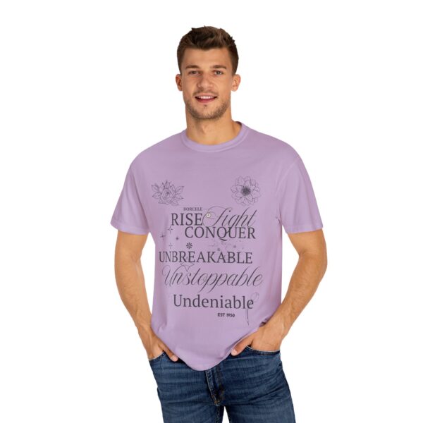 Unisex Inspirational T-Shirt - Rise Fight Conquer Unbreakable Undeniable - Image 16
