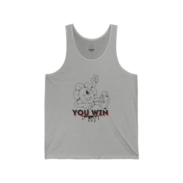 You Win Unisex Jersey Tank - Fun Floral Graphic Tee for Gamers & Celebration - Image 3
