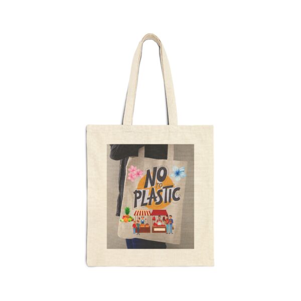 Eco-Friendly Cotton Tote Bag - "No to Plastic" - Image 2