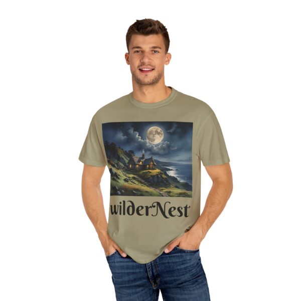 WilderNest Cottage Moonlight T-Shirt - Unisex Garment-Dyed Tee for Nature Lovers