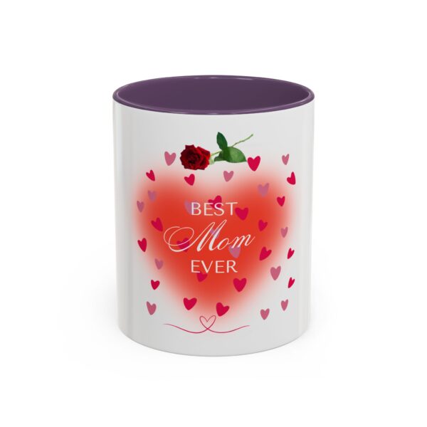 Best Mom Ever Accent Coffee Mug - Heart & Rose Design - Image 57
