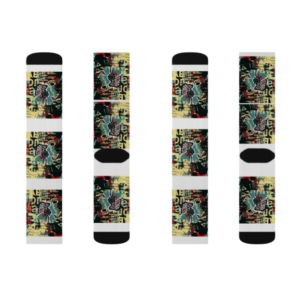 Vibrant Sublimation Socks – Artistic Graphic Design for Trendsetters - Image 3