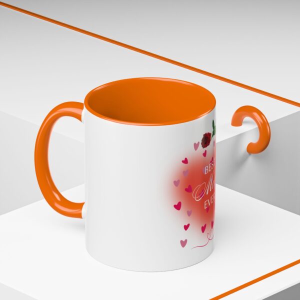 Best Mom Ever Accent Coffee Mug - Heart & Rose Design - Image 56