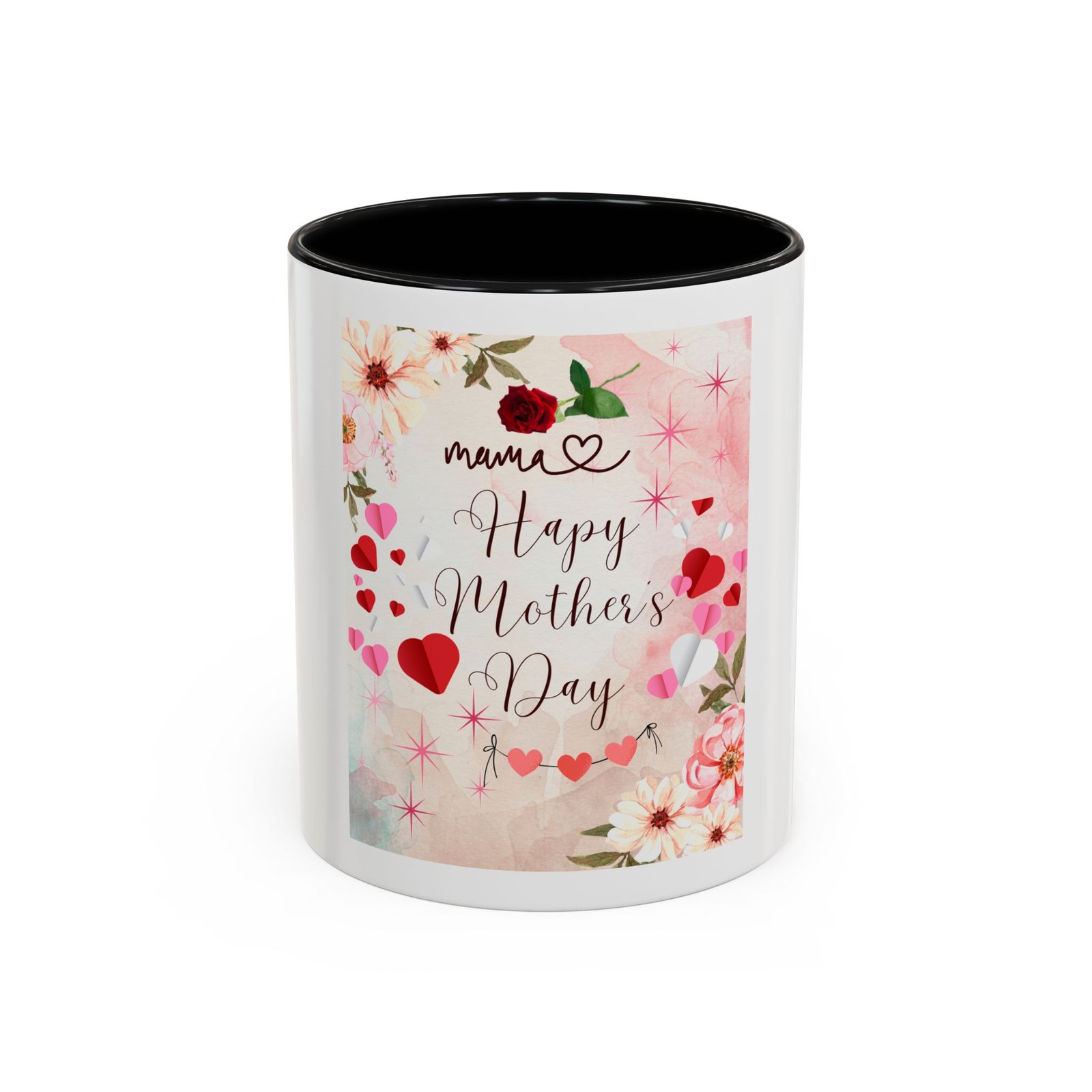 Happy Mother's Day Accent Coffee Mug - Floral Design, 11 & 15oz