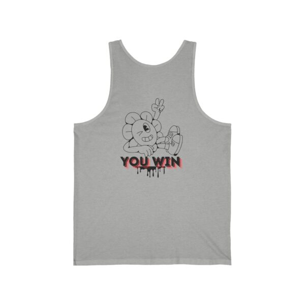You Win Unisex Jersey Tank - Fun Floral Graphic Tee for Gamers & Celebration - Image 4