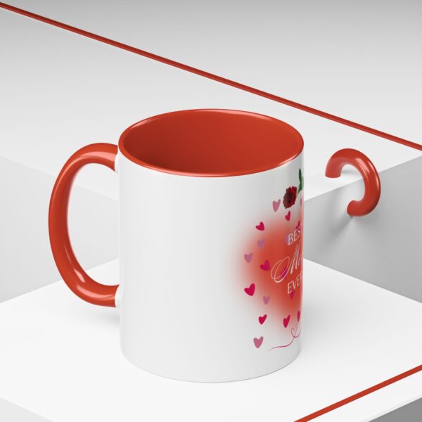 Best Mom Ever Accent Coffee Mug - Heart & Rose Design - Image 5