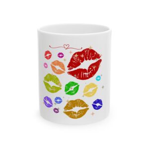 Colorful Kiss Print Ceramic Mug - Perfect Gift for Lovers and Friends
