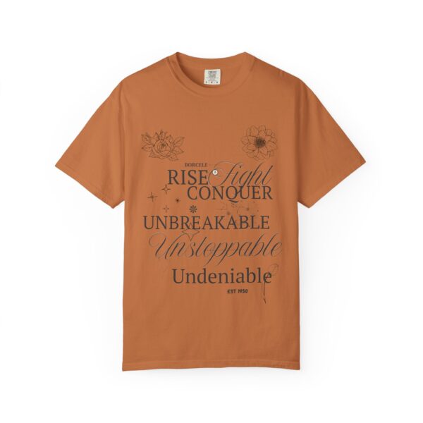 Unisex Inspirational T-Shirt - Rise Fight Conquer Unbreakable Undeniable - Image 5