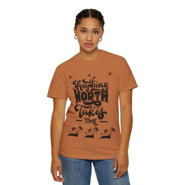 Beach Vibes Motivational T-Shirt - "Anything Worth Having Takes Time" - Image 33