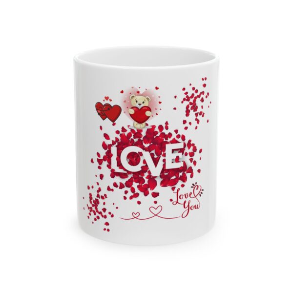 Love You Floral Ceramic Mug - Heart Design for Valentine's Day