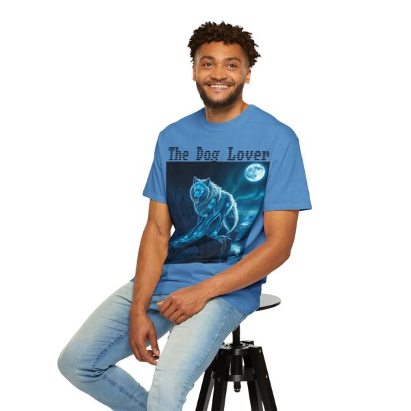 Unisex Dog Lover Garment-Dyed T-Shirt – Nighttime Wolf Design - Image 9