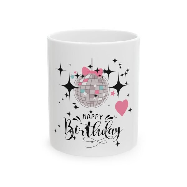 Happy Birthday Disco Ball Ceramic Mug - Fun Gift for Celebrations