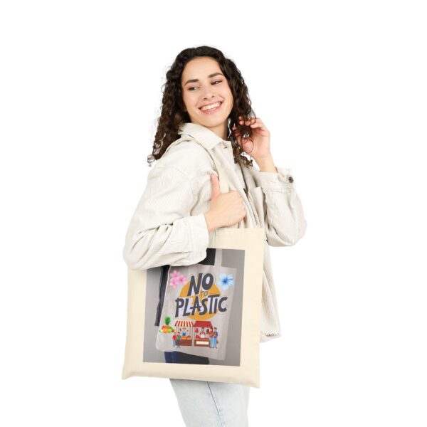 Eco-Friendly Cotton Tote Bag - "No to Plastic" - Image 6