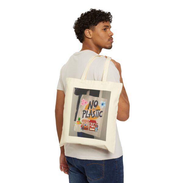 Eco-Friendly Cotton Tote Bag - "No to Plastic" - Image 4