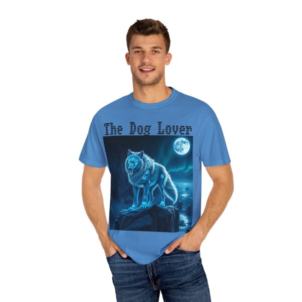 Unisex Dog Lover Garment-Dyed T-Shirt – Nighttime Wolf Design - Image 5