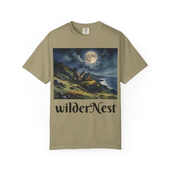 WilderNest Cottage Moonlight T-Shirt - Unisex Garment-Dyed Tee for Nature Lovers - Image 2