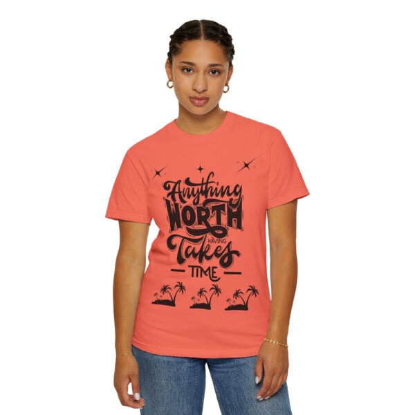Beach Vibes Motivational T-Shirt - "Anything Worth Having Takes Time" - Image 15