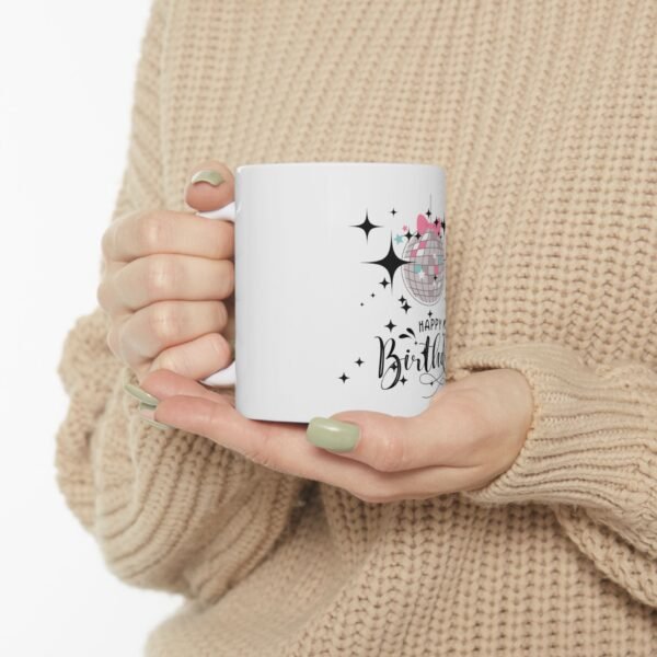 Happy Birthday Disco Ball Ceramic Mug - Fun Gift for Celebrations - Image 2