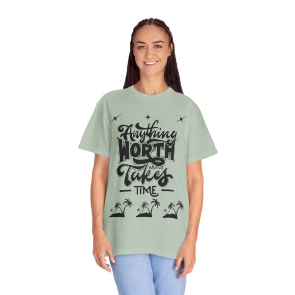 Beach Vibes Motivational T-Shirt - "Anything Worth Having Takes Time" - Image 41