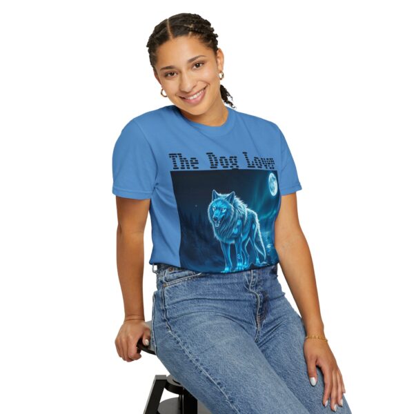Unisex Dog Lover Garment-Dyed T-Shirt – Nighttime Wolf Design - Image 8