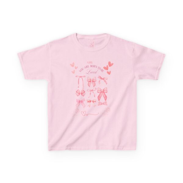 Girls' Love and Bows Heavy Cotton Tee - Cute, Comfortable Kids T-Shirt - Image 2