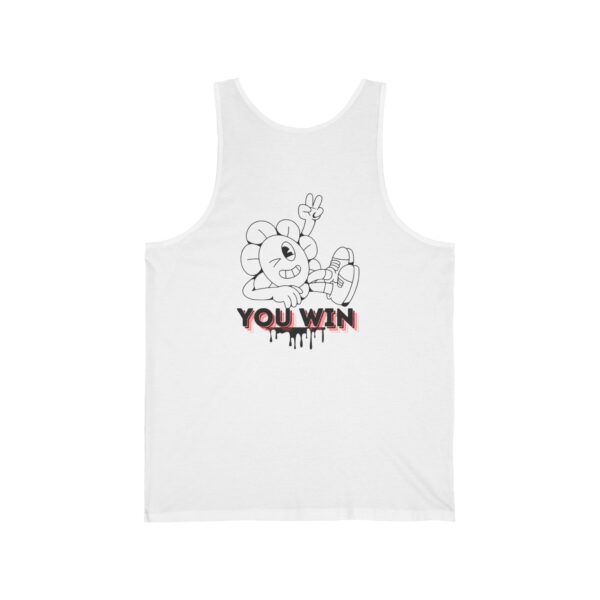 You Win Unisex Jersey Tank - Fun Floral Graphic Tee for Gamers & Celebration - Image 2