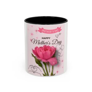 Happy Mother's Day Accent Coffee Mug - Pink Floral Design, 11oz & 15oz