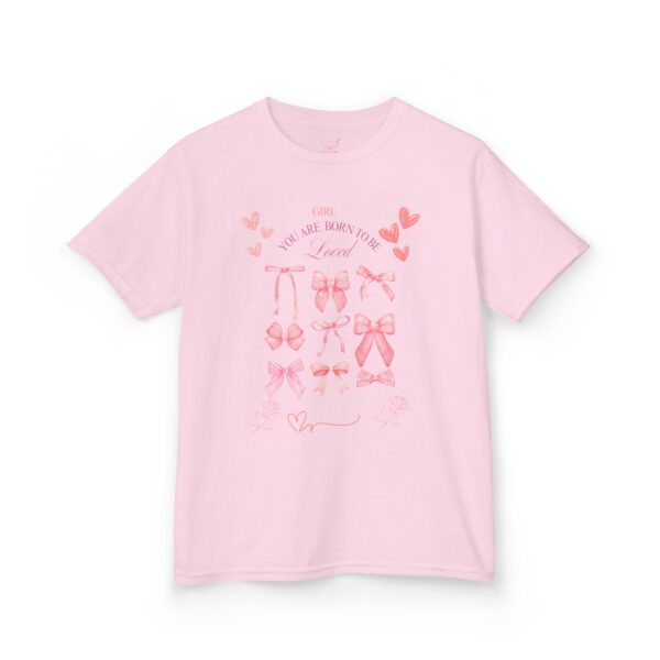 Girls' Love and Bows Heavy Cotton Tee - Cute, Comfortable Kids T-Shirt - Image 4