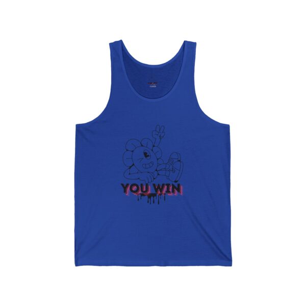 You Win Unisex Jersey Tank - Fun Floral Graphic Tee for Gamers & Celebration - Image 5
