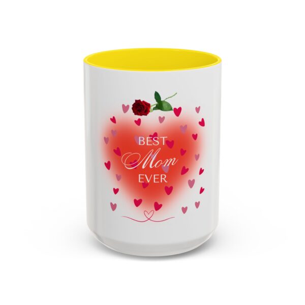 Best Mom Ever Accent Coffee Mug - Heart & Rose Design - Image 77