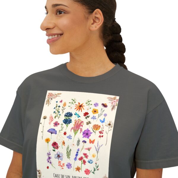 Chase the Sun Floral Tee – Women's Summer Boxy Shirt - Image 24