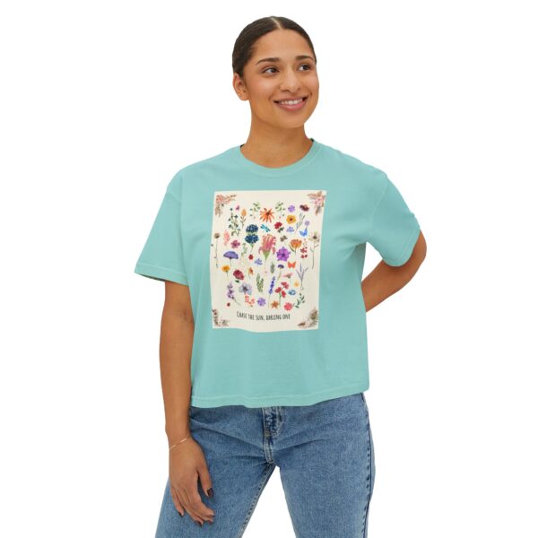 Chase the Sun Floral Tee – Women's Summer Boxy Shirt - Image 27