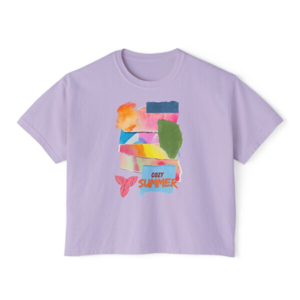 Cozy Summer Boxy Tee – Vibrant Watercolor for Women - Image 37