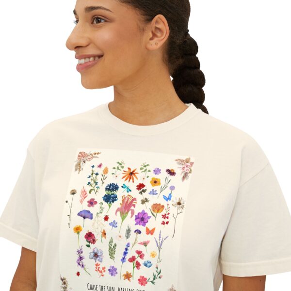 Chase the Sun Floral Tee – Women's Summer Boxy Shirt - Image 6