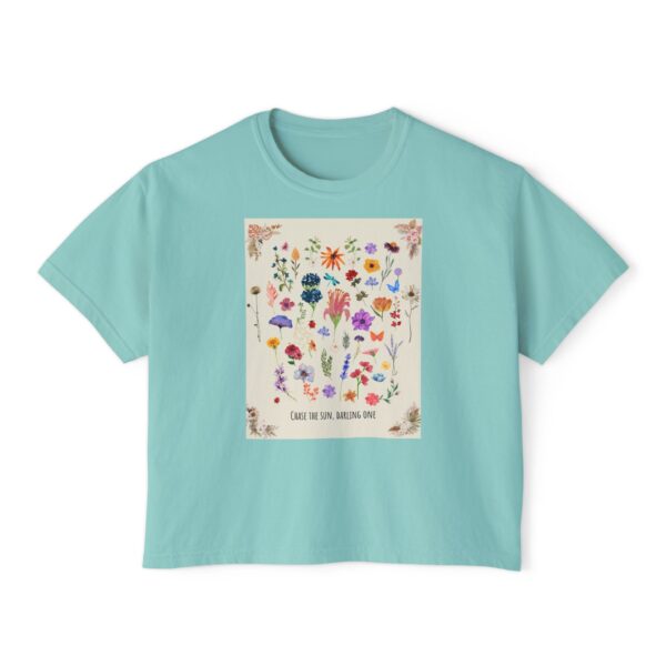 Chase the Sun Floral Tee – Women's Summer Boxy Shirt - Image 25