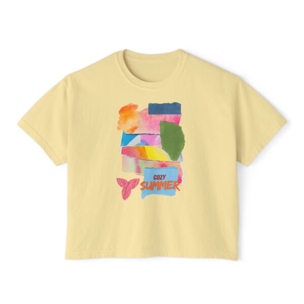 Cozy Summer Boxy Tee – Vibrant Watercolor for Women - Image 13
