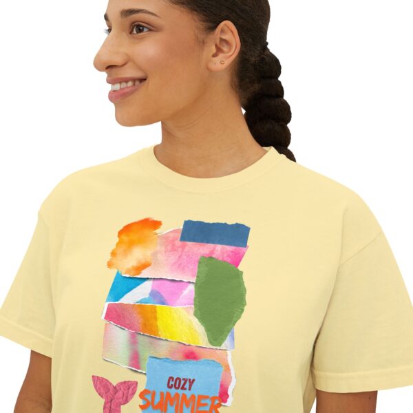Cozy Summer Boxy Tee – Vibrant Watercolor for Women - Image 18
