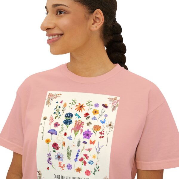 Chase the Sun Floral Tee – Women's Summer Boxy Shirt - Image 12