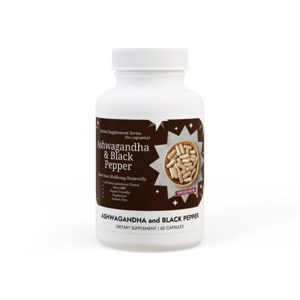 Ashwagandha & Black Pepper – Stress Relief & Vitality (60 Caps)