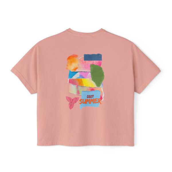 Cozy Summer Boxy Tee – Vibrant Watercolor for Women - Image 8