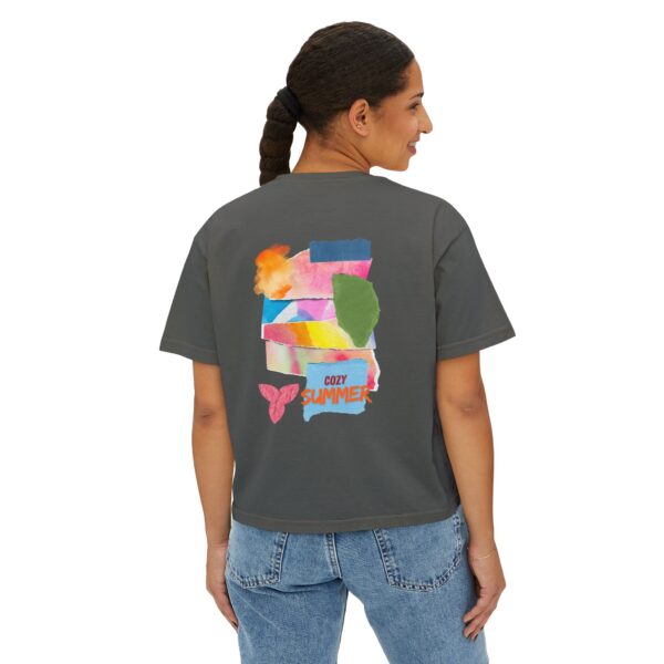 Cozy Summer Boxy Tee – Vibrant Watercolor for Women - Image 22