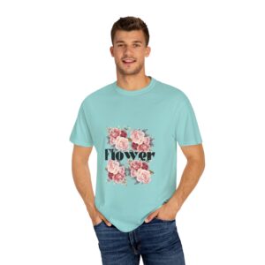 Unisex Floral Bee T-Shirt - Eco-Friendly Garment-Dyed Tee for Nature Lovers