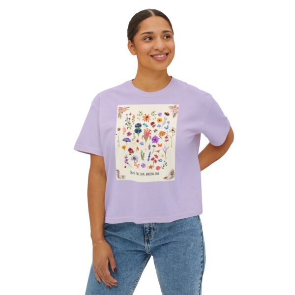 Chase the Sun Floral Tee – Women's Summer Boxy Shirt - Image 39