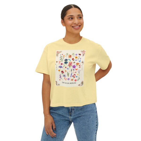 Chase the Sun Floral Tee – Women's Summer Boxy Shirt - Image 15