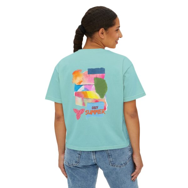 Cozy Summer Boxy Tee – Vibrant Watercolor for Women - Image 28