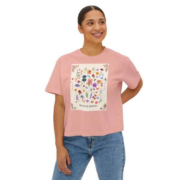 Chase the Sun Floral Tee – Women's Summer Boxy Shirt - Image 9