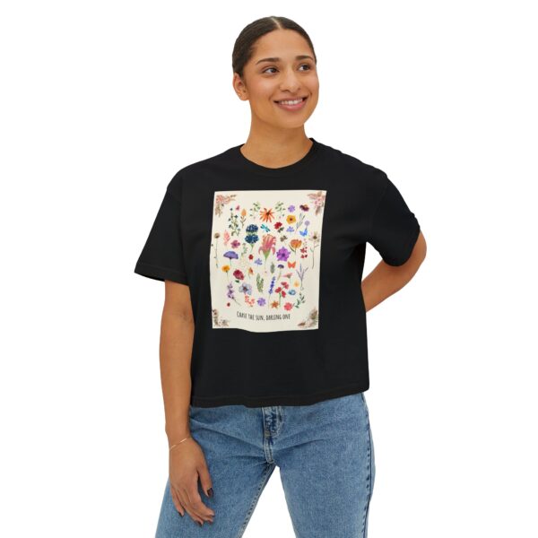 Chase the Sun Floral Tee – Women's Summer Boxy Shirt - Image 33